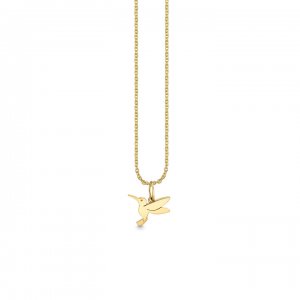 Pure Gold Tiny Hummingbird Charm