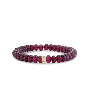 Gold & Diamond Rondelle on Rhodolite