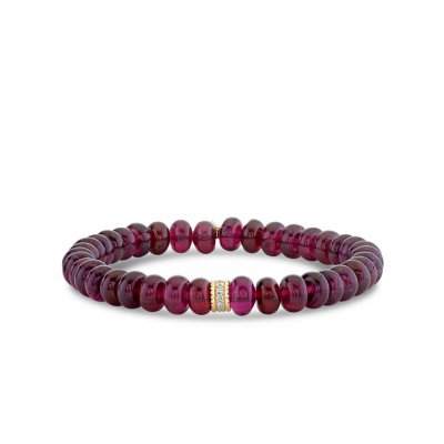 Gold & Diamond Rondelle on Rhodolite