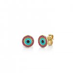 Gold & Ruby Small Evil Eye Stud