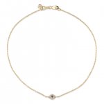 Gold Bezel Sapphire & Diamond Small Evil Eye Anklet