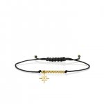 Gold & Diamond Tiny Starburst Cord Bracelet