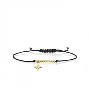 Gold & Diamond Tiny Starburst Cord Bracelet