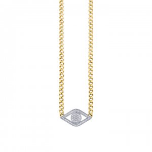 Gold & Diamond Extra Large Evil Eye Link Necklace