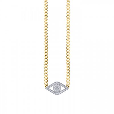 Gold & Diamond Extra Large Evil Eye Link Necklace