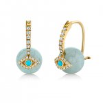 Gold & Diamond Evil Eye Aquamarine Earrings