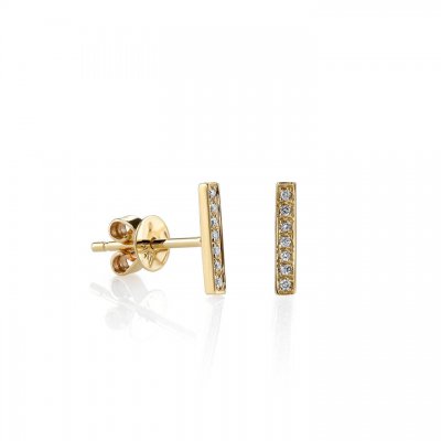 Men's Collection Gold & Diamond Small Bar Stud