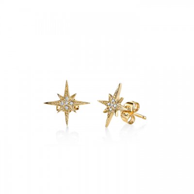 Gold & Diamond Small Starburst Stud