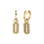 Gold & Diamond Razor Blade Charm Huggie Hoops