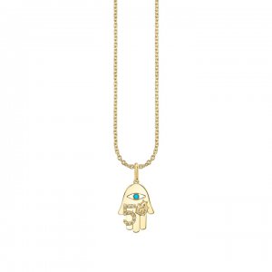 Gold & Diamond Lucky Hamsa Charm