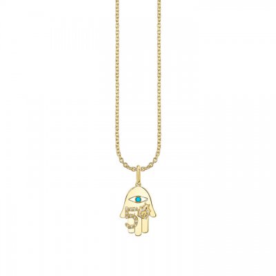 Gold & Diamond Lucky Hamsa Charm