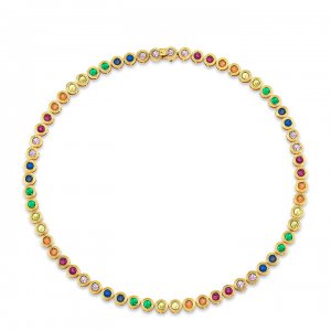 Gold & Rainbow Large Fluted Eternity Necklace