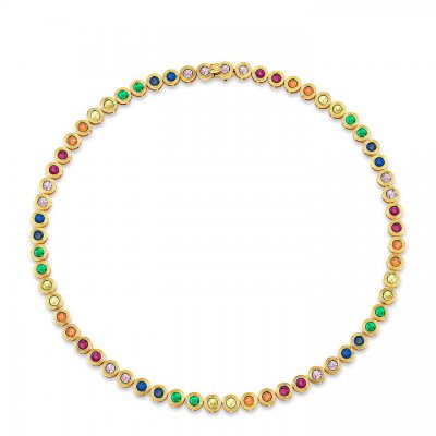 Gold & Rainbow Large Fluted Eternity Necklace