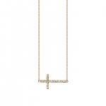 Gold & Pave Diamond Medium Sideways Cross Necklace