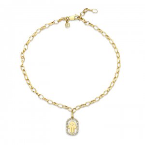 Gold & Diamond Hamsa Anklet