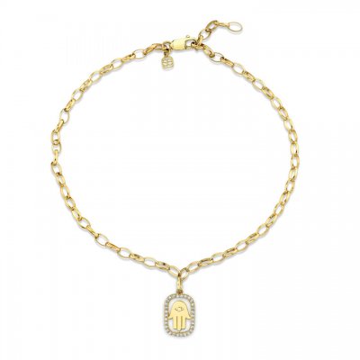 Gold & Diamond Hamsa Anklet