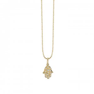 Gold & Diamond Mini Hamsa Charm