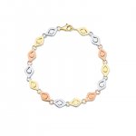 Tri-Tone Gold Large Evil Eye Link Bracelet