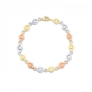 Tri-Tone Gold Large Evil Eye Link Bracelet