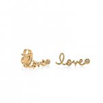 Gold Plated Sterling Silver Love Stud Earrings