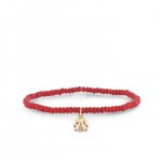 Gold & Diamond Small Ladybug on Red Bamboo Coral