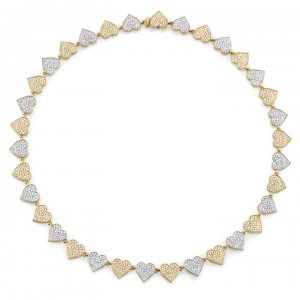 Gold & Pave Diamond Heart Eternity Necklace