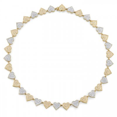 Gold & Pave Diamond Heart Eternity Necklace