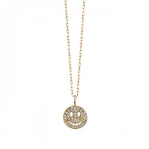 Gold & Diamond Mini Happy Face Charm