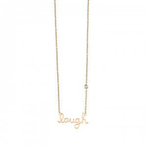 Gold Plated Sterling Silver Laugh Necklace with Bezel-Set Diamond