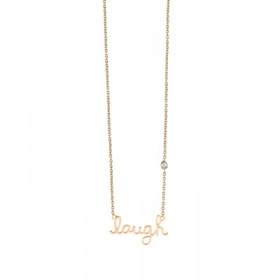 Gold Plated Sterling Silver Laugh Necklace with Bezel-Set Diamond