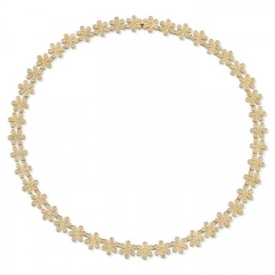 Gold & Pave Diamond Daisy Eternity Necklace