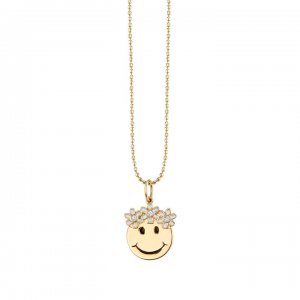 Gold & Diamond Flower Power Happy Face Charm