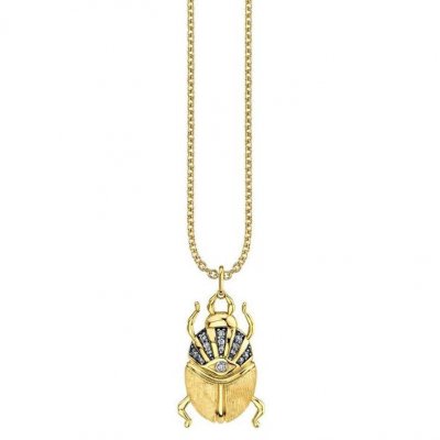 Gold & Diamond Large Scarab Charm