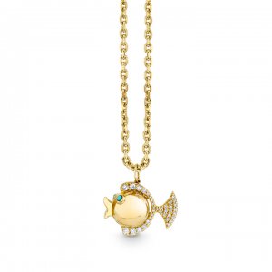 Gold & Diamond Fish Charm