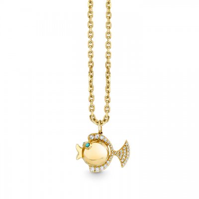 Gold & Diamond Fish Charm