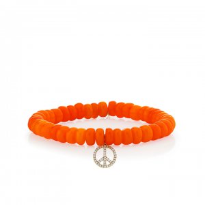 Gold & Diamond Peace on Orange Opal