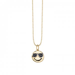 Gold & Black Diamond Sunglasses Happy Face Charm