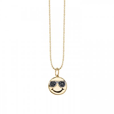 Gold & Black Diamond Sunglasses Happy Face Charm