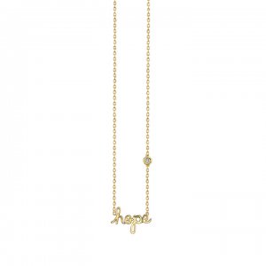 Gold Plated Sterling Silver Hope Necklace with Bezel Set Diamond