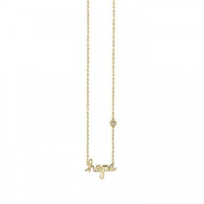 Gold Plated Sterling Silver Hope Necklace with Bezel Set Diamond