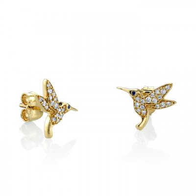 Gold & Diamond Small Hummingbird Stud