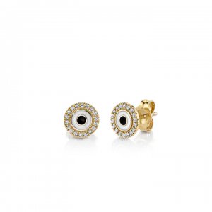 Gold & Enamel Small Evil Eye Stud