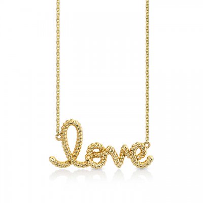 Pure Gold Medium Love Script Rope Necklace