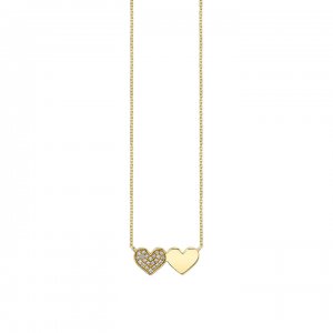 Gold & Diamond Double Heart Necklace