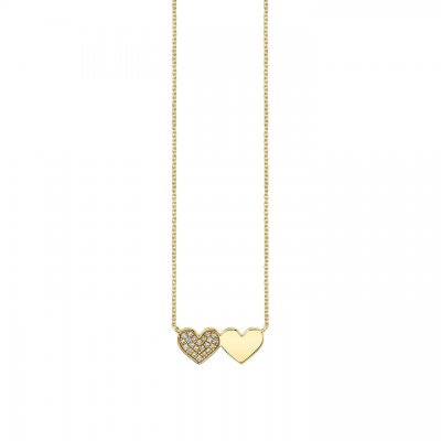 Gold & Diamond Double Heart Necklace