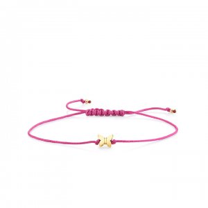 Pure Gold Tiny Butterfly Bead Cord Bracelet