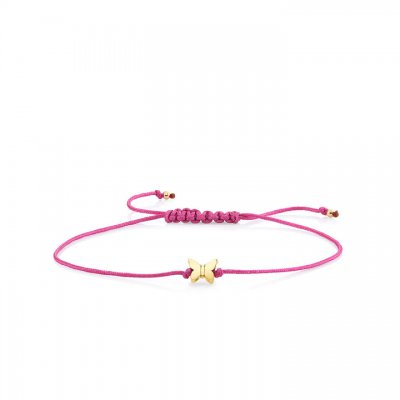 Pure Gold Tiny Butterfly Bead Cord Bracelet