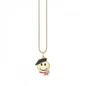 Gold & Diamond French Happy Face Charm