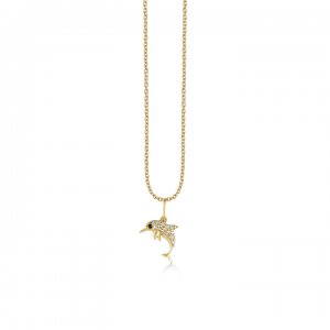 Gold & Diamond Small Dolphin Charm