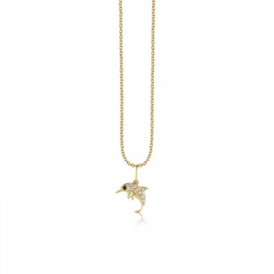 Gold & Diamond Small Dolphin Charm